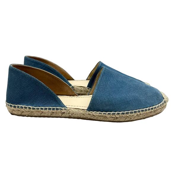 JIMMY CHOO Dreya Denim Leather D'Orsay Espadrille Flats EU 40 US 10 Blue Shoes - Picture 2 of 11
